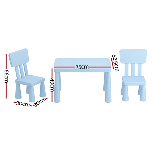 Keezi Kids Table and 2 Chairs Set Blue