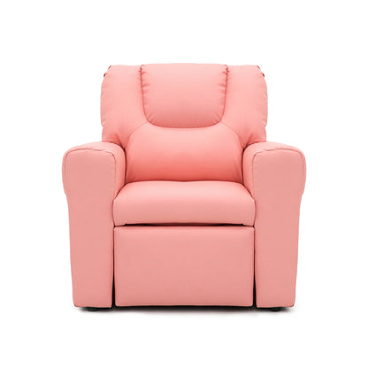 Pink Kids push back recliner chair with cup holder