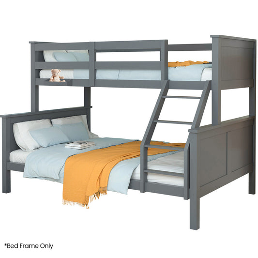 Kingston Slumber Triple Wooden Single Over Double Bunk Bed Frame for Kids, Convertible Design - GREY